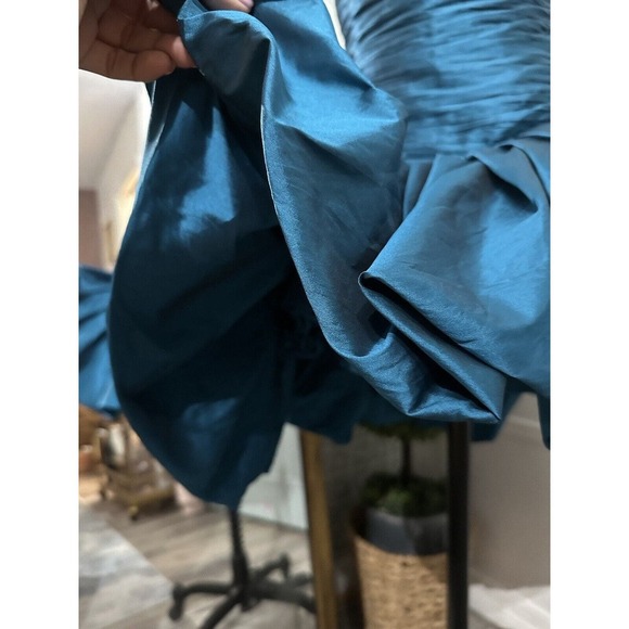 Ronny Kobo Ruched Asymmetrical Strapless Taffeta Party Dress Size XXS - Picture 6 of 7